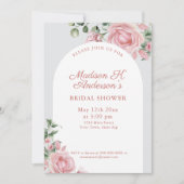 Elegant Blush Pink Roses Bridal Shower Einladung (Vorderseite)