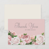 Elegant Blush Pink Roses Wedding Vielen Dank Dankeskarte (Vorne/Hinten)