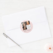 Elegant Blush Pink Script 3 Photo Logo Makeup  Runder Aufkleber (Umschlag)
