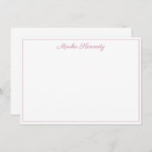 Elegant Blush Pink Script Border Mitteilungskarte (Vorne/Hinten)