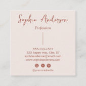 Elegant Blush Pink Script with Bow        Quadratische Visitenkarte (Rückseite)