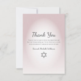 Elegant Blush Pink Simple Bat Mitzvah  Dankeskarte
