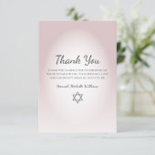 Elegant Blush Pink Simple Bat Mitzvah  Dankeskarte (Stehend Vorderseite)