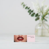 Elegant Blush Pink Typography Photo Makeup Mini Visitenkarte (Stehend Vorderseite)