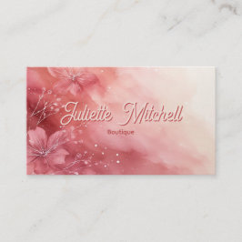 Elegant Blush Pink Watercolor Floral Business Card Visitenkarte