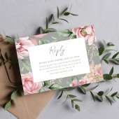 Elegant Blush Pink Wedding Floral RSVP Karte