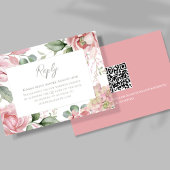 Elegant Blush Pink Wedding Floral RSVP Karte