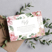 Elegant Blush Pink Wedding Floral RSVP Karte