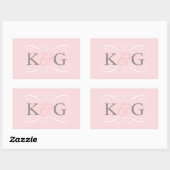 Elegant Blush Pink Wedding Monogram Initials Rechteckiger Aufkleber (Blatt)