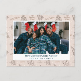 Elegant Blush Pink Weihnachtsgrüße mit Foto Feiertagspostkarte