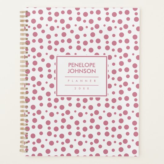 Elegant Blush Pink White Polka Dot Pattern Planer (Vorderseite)