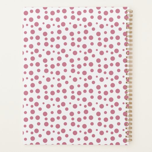 Elegant Blush Pink White Polka Dot Pattern Planer (Rückseite)