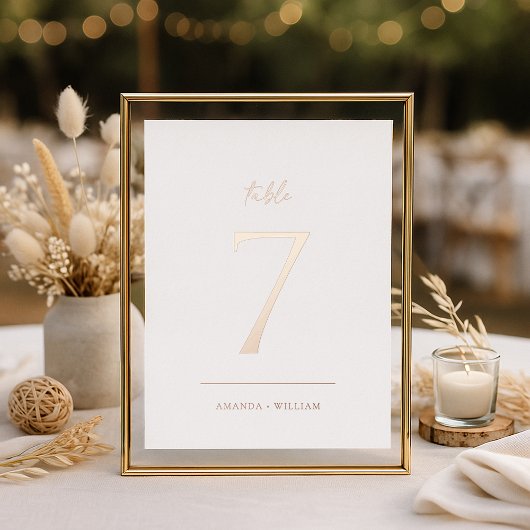Elegant Blush Real Foil Table Number Card Folieneinladung