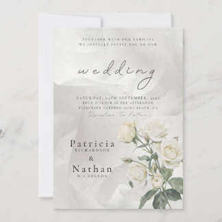 Elegant Blush Rose Floral Frame Wedding Einladung