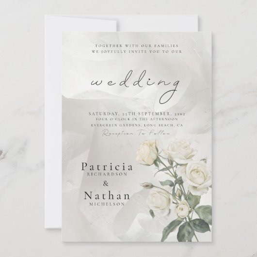 Elegant Blush Rose Floral Frame Wedding Einladung (Vorderseite)