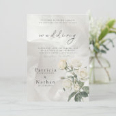 Elegant Blush Rose Floral Frame Wedding Einladung (Stehend Vorderseite)