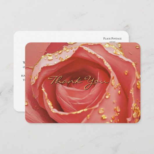  Elegant Blush Rose & Gold Thank You Card Dankeskarte (Vorne/Hinten)