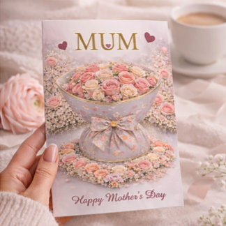 Elegant Blush Rose “MUM” Mother’s Day Card  Karte