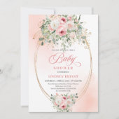 Elegant Blush Roses Eucalyptus Baby Shower Invite Einladung (Vorderseite)