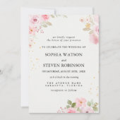 Elegant blush roses wedding einladung (Vorderseite)