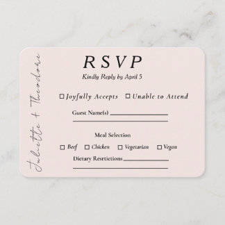 Elegant Blush RSVP mit Menüauswahl Karte