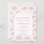 Elegant Blush Toile Baby Shower Einladung (Vorderseite)