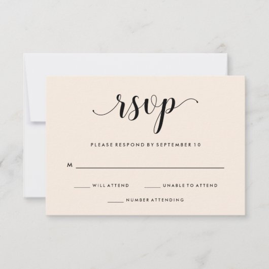 Elegant Blush Wedding RSVP Karte (Vorderseite)