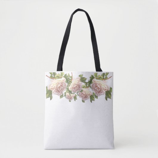 Elegant Blushing Ivory Peach Pink Roses Tasche (Vorderseite)