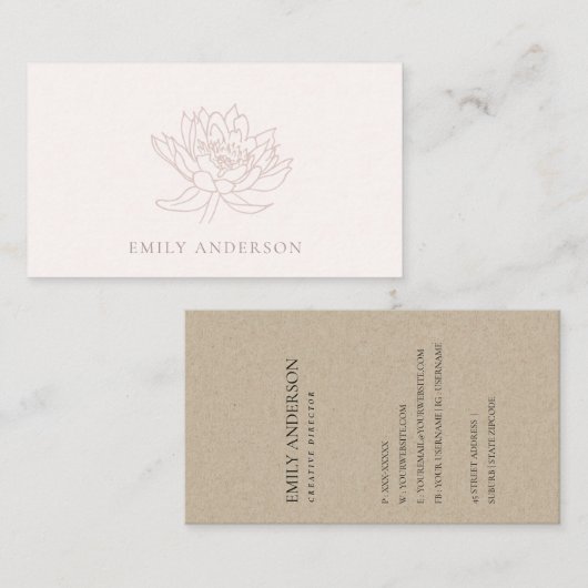 ELEGANT BLUSPINK IMITATE ROSE GOLD LOTUS FLORAL VISITENKARTE (Vorne/Hinten)