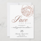 ELEGANT BLUSPINK ROSE GOLD FLORAL SAVE THE DATE EINLADUNG (Vorderseite)