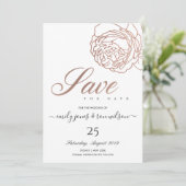 ELEGANT BLUSPINK ROSE GOLD FLORAL SAVE THE DATE EINLADUNG (Stehend Vorderseite)