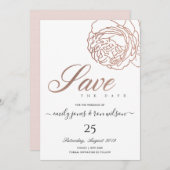 ELEGANT BLUSPINK ROSE GOLD FLORAL SAVE THE DATE EINLADUNG (Vorne/Hinten)