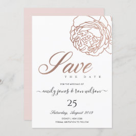 ELEGANT BLUSPINK ROSE GOLD FLORAL SAVE THE DATE EINLADUNG