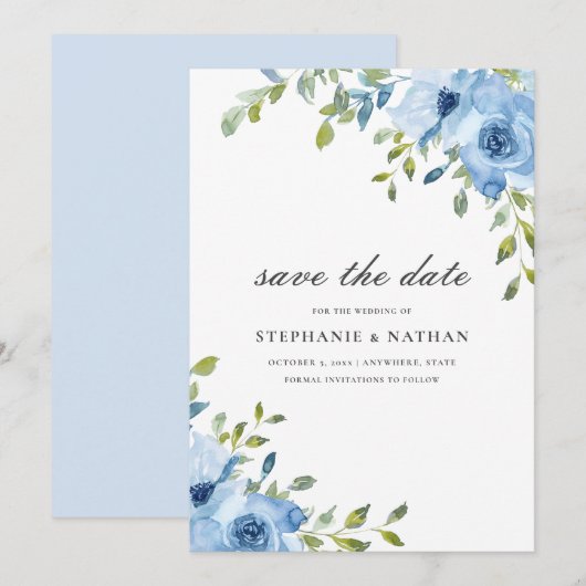 Elegant Blütengrün Save The Date (Vorne/Hinten)