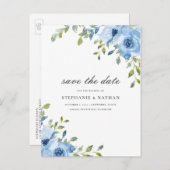 Elegant Blütengrün Save the Date Ankündigungspostkarte (Vorne/Hinten)