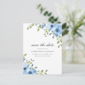 Elegant Blütengrün Save the Date Ankündigungspostkarte (Stehend Vorderseite)