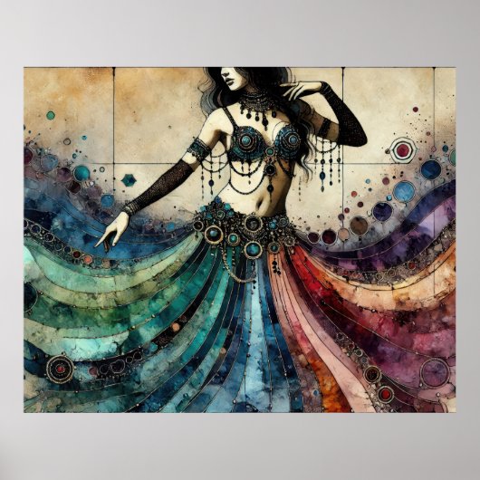 Elegant Bly Dancer Flown Jewel Toned Costume Poster (Vorne)