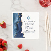 Elegant B'nai Mitzvah Navy Blue Gold Agate Party Serviette (Beispiel)
