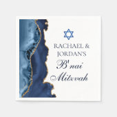 Elegant B'nai Mitzvah Navy Blue Gold Agate Party Serviette (Vorderseite)