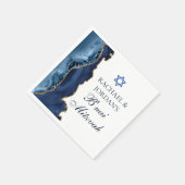 Elegant B'nai Mitzvah Navy Blue Gold Agate Party Serviette (Ecke)