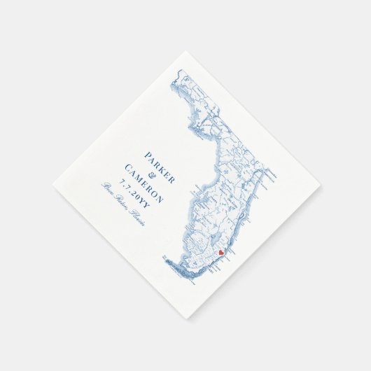 Elegant Boca Raton Florida Map Wedding Serviette (Ecke)