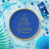 Elegant Boeing Blue Gold Weihnachtsbaum Pappteller (Party)