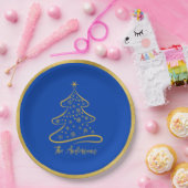 Elegant Boeing Blue Gold Weihnachtsbaum Pappteller (Party)