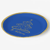Elegant Boeing Blue Gold Weihnachtsbaum Pappteller (Schrägansicht)