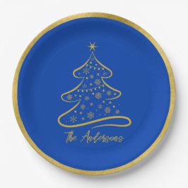 Elegant Boeing Blue Gold Weihnachtsbaum Pappteller