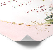 Elegant Bohemian Blush Pink Greenery Custom Sign Poster (Ecke)