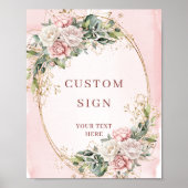 Elegant Bohemian Blush Pink Greenery Custom Sign Poster (Vorne)