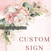 Elegant Bohemian Blush Pink Greenery Custom Sign Poster