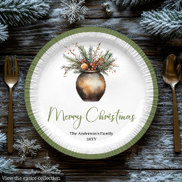 Elegant Bohemian Christmas Wreath in Earthy Plate Pappteller