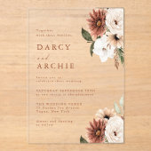 Elegant Bohemian Floral Acrylic Wedding Invitation Acryleinladungen (Vorderseite)